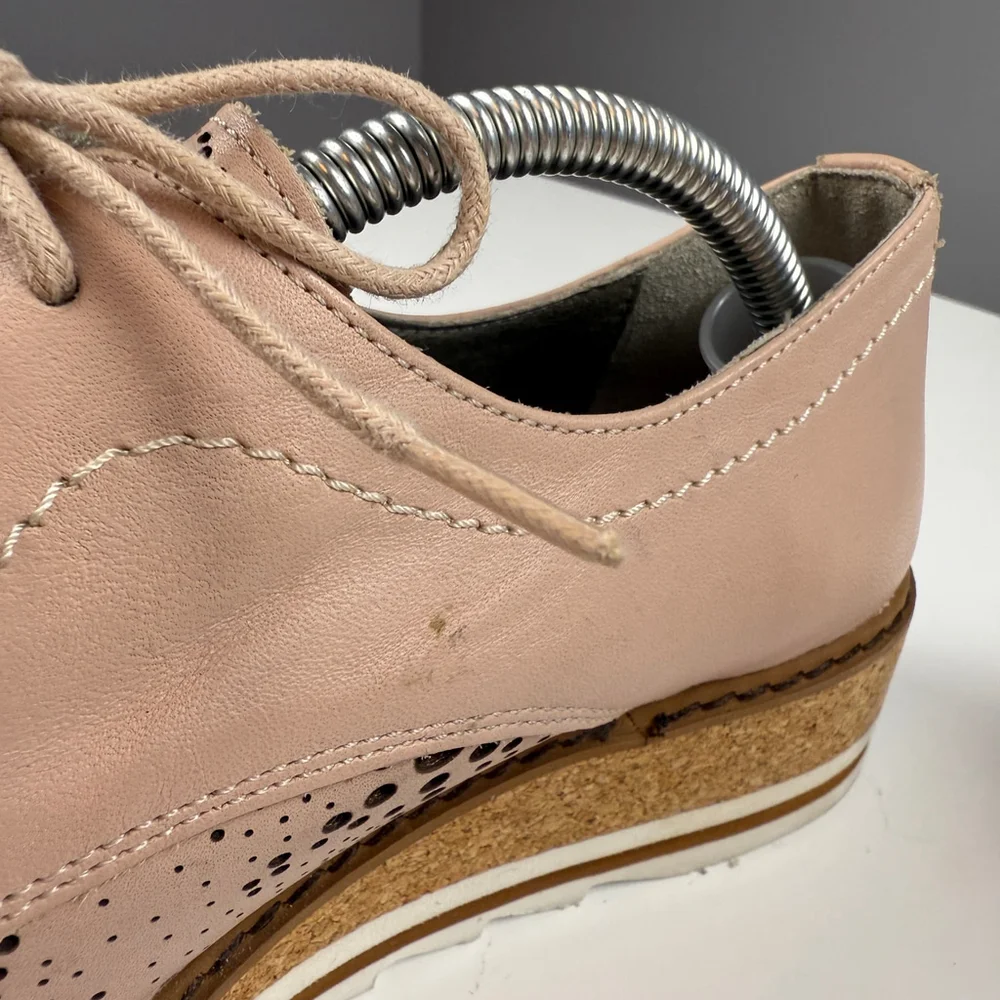 Dorking Fluchos Made in Spain Lace perforated wedge shoes pink size 6 EU 36 - Picture 10 of 11
